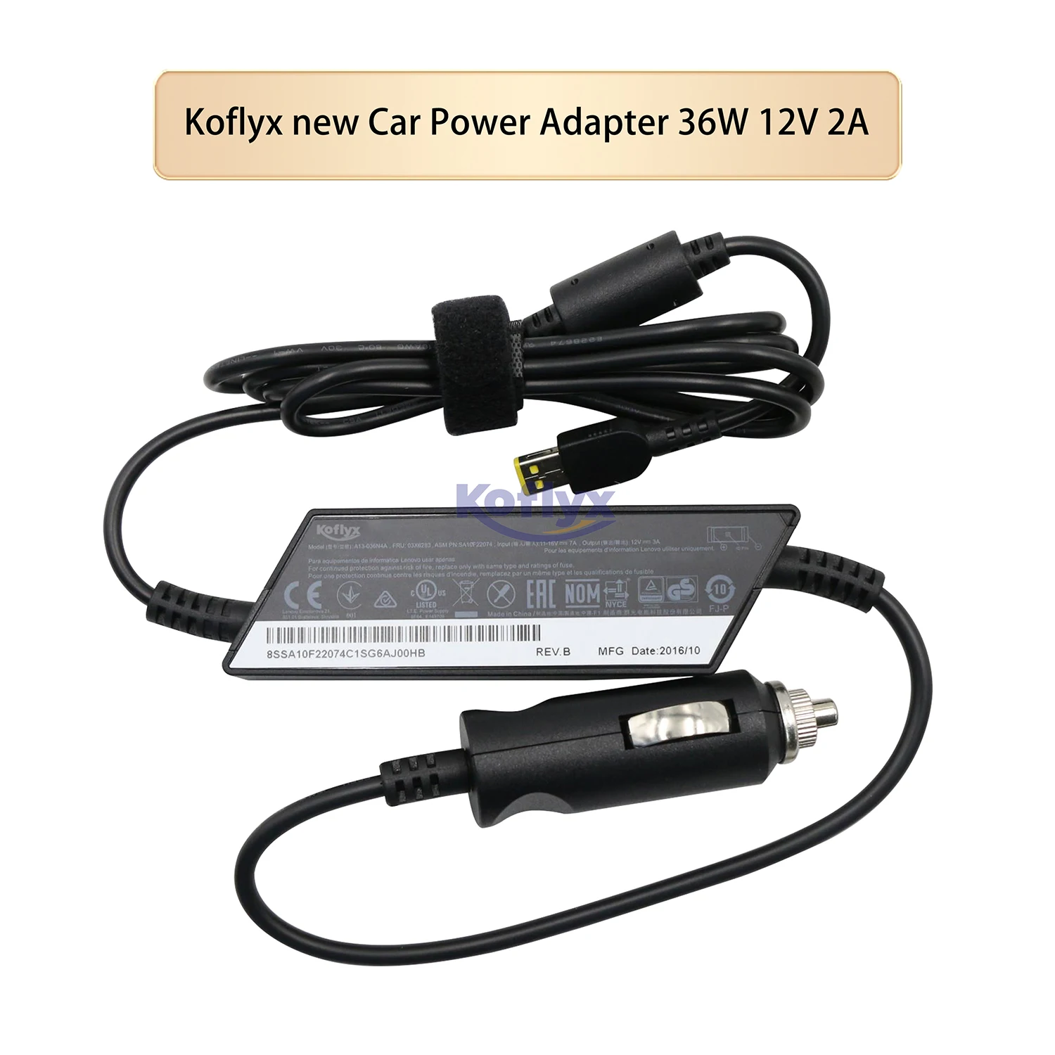 

Koflyx New Car Power Adapter 36W 12V 3A for Lenovo SA10F22074