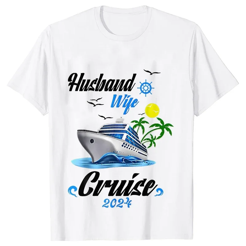 Camiseta gráfica de viagem vocacional feminina, Harajuku Streetwear, roupas estéticas femininas, marido esposa cruzeiro, Y2K Fashion Tees, 2021