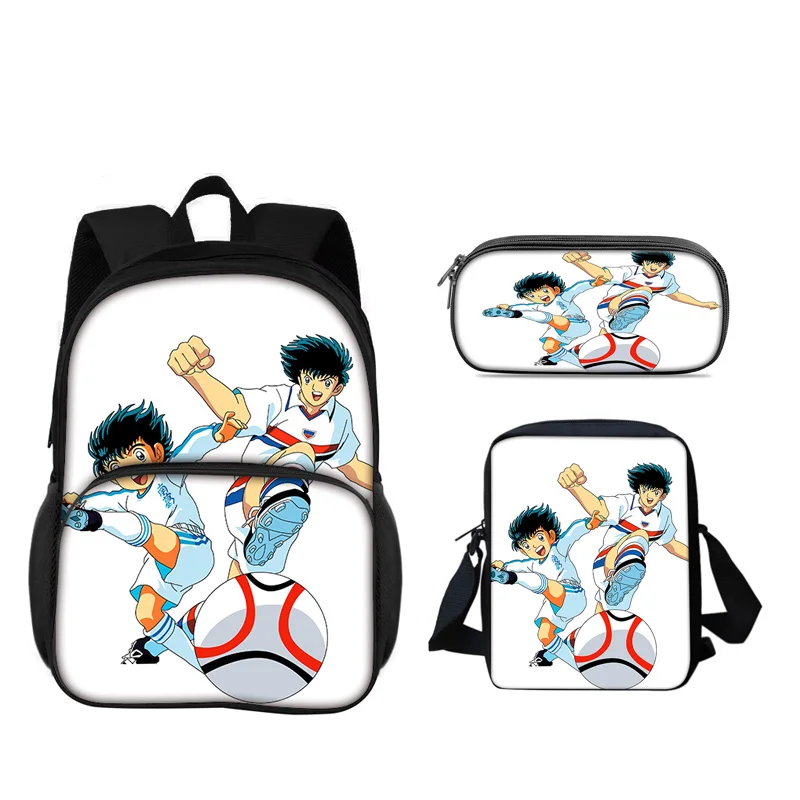 Captain Tsubasa Round Front Bag Backpack Pen Bag shoulder Bag 3Pcs Set Versatile  Boy or Girl School Birthday Best Gift