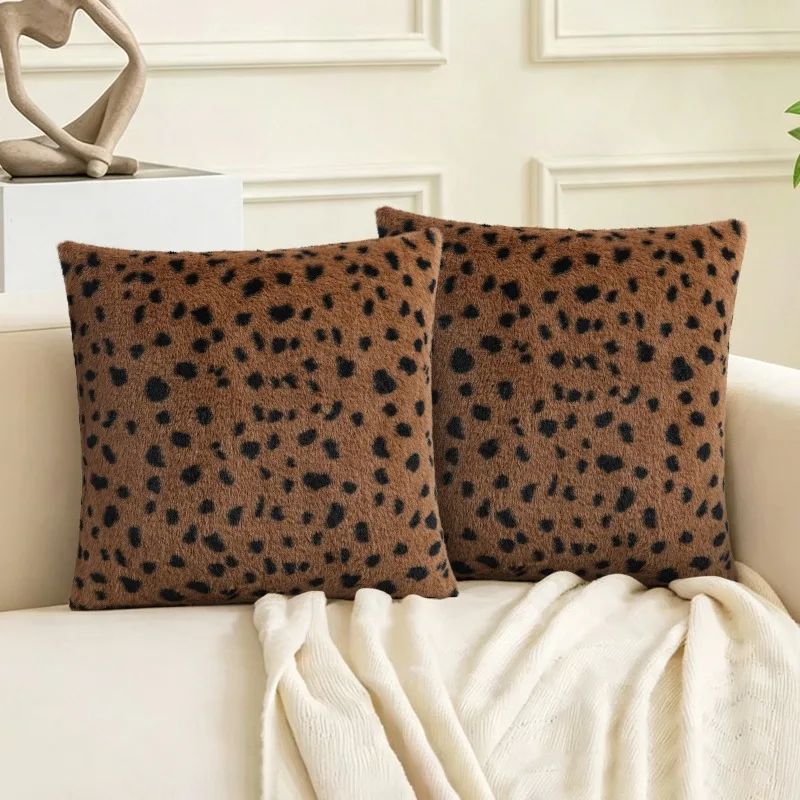 Classic Leopard Print Throw Pillow Cover Animal Pattern Decorative Square Cushion Case for Sofa Couch Living Room Home Decor