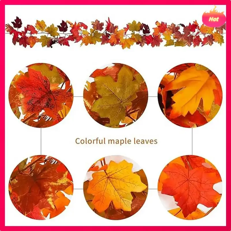 Nuevas guirnaldas de Acción de Gracias, 2 uds., guirnalda Artificial de otoño, hojas de arce, guirnalda decorativa de otoño de 5,8 pies para marco de puerta de chimenea