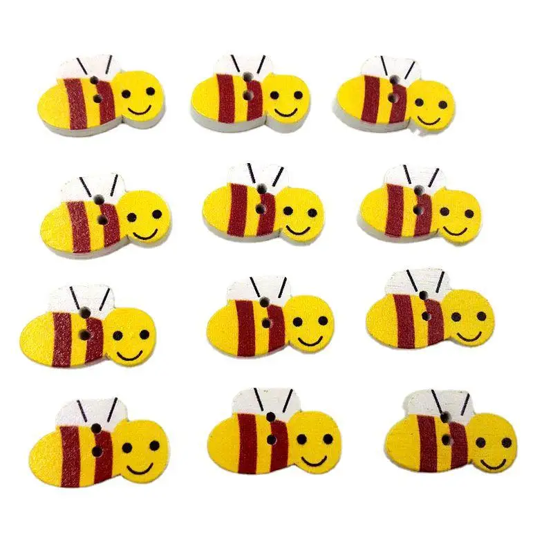 Leuke houten cartoonknopen, geschilderde houten knopen met twee gaten, knopen van decoratief materiaal, 50 stuks per verpakking.