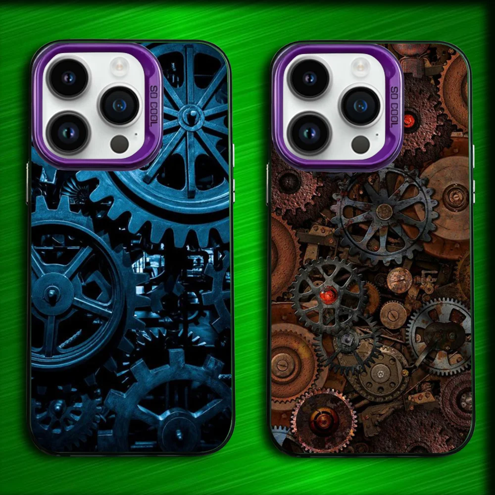 

Gear Machinery Phone Case For iPhone 16,15,14,13,12,11,Mini,Pro,SE,MAX Purple Matte Silicone Cover