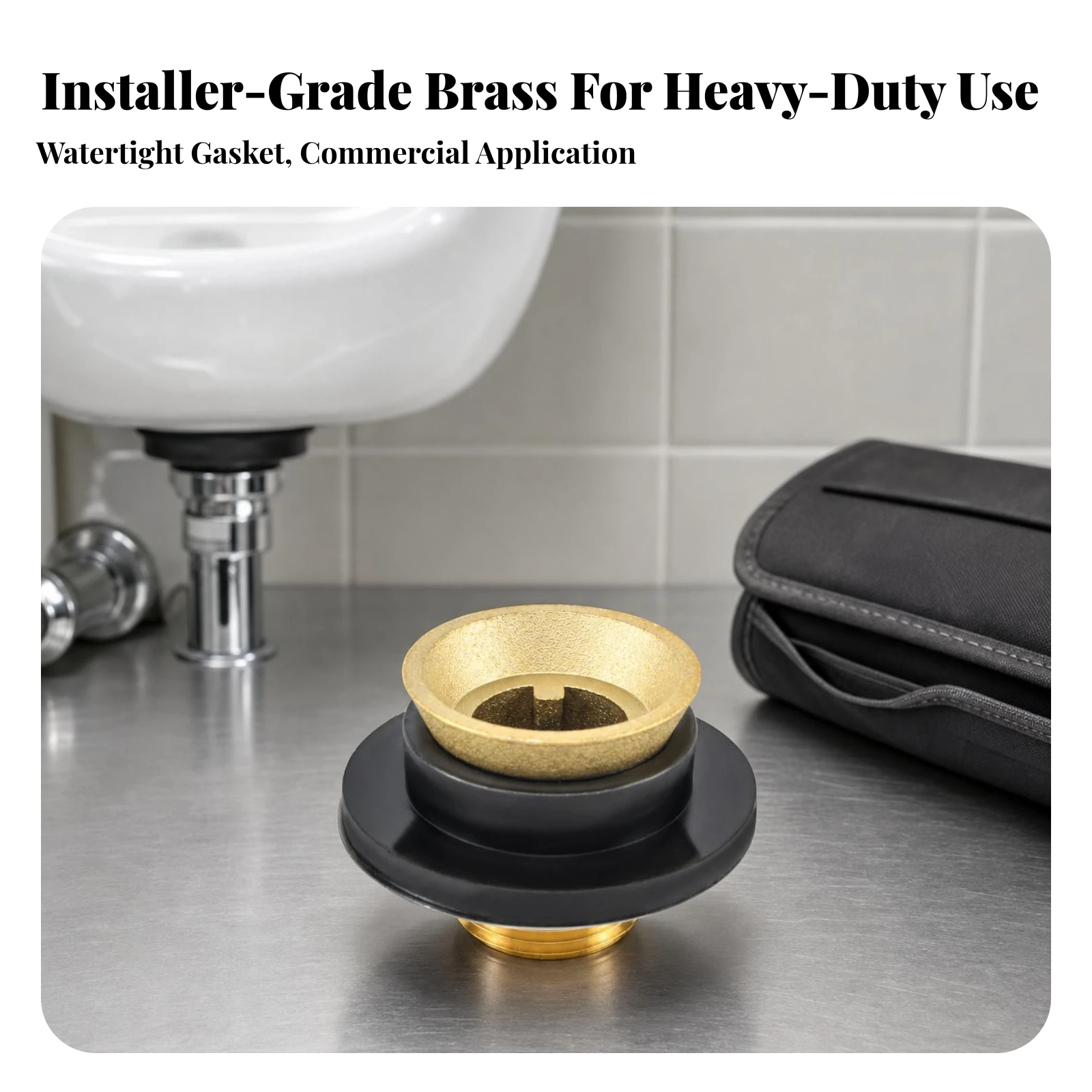 Urinal Spud Brass Spud Fitting with Gasket Hardware Corrosion Resistant Threaded for Plumbers, Bathroom Maintenance