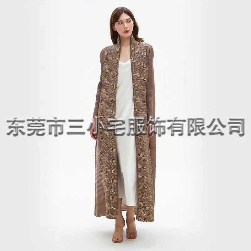 

Pleats Pleated Robe Long Coat Trench Coat Ironed Cardigan Long Robe Pleated Women's Jacket 2024 Summer New Women Clothing