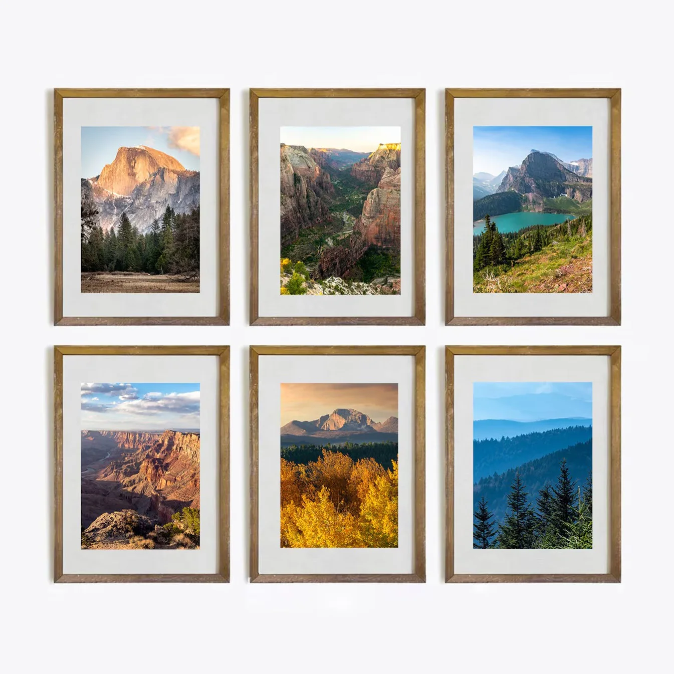 1 impression d'art mural sans cadre sur le thème des parcs nationaux américains : Yosemite, Rocky Mountains, Zion, Glacier, Grand Canyon, Great Smoky Mountain