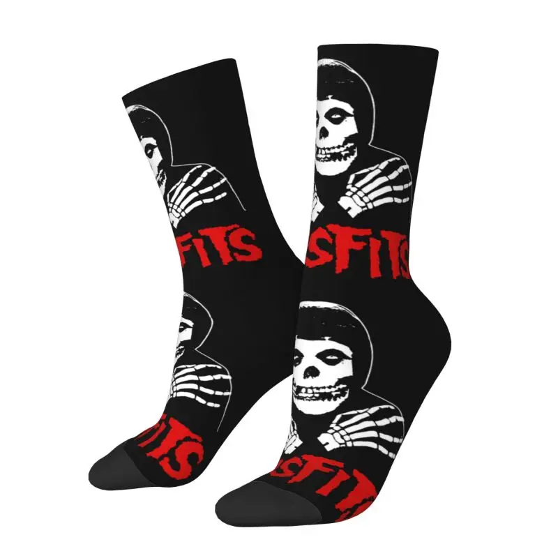 Cute Men\'s Misfits Horror Punk Rock Band Dress Socks Unisex Warm Comfortable 3D Printing Crew Socks