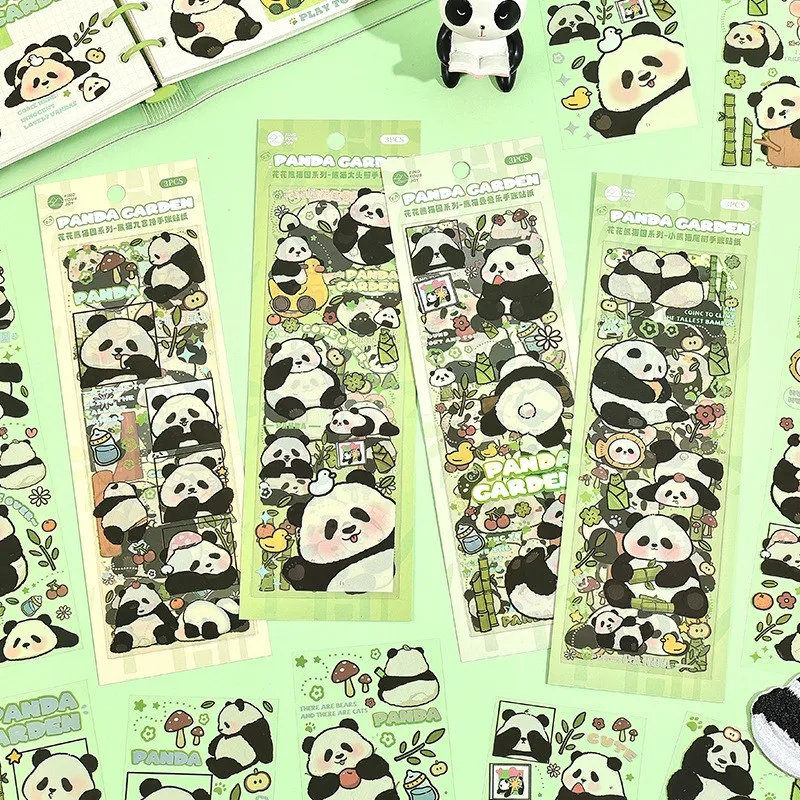 Panda Aesthetic Cute Cartoon Label Self-Adhesive Stickers For Christmas Halloween Party Decoration Scrapbooking Envelopes