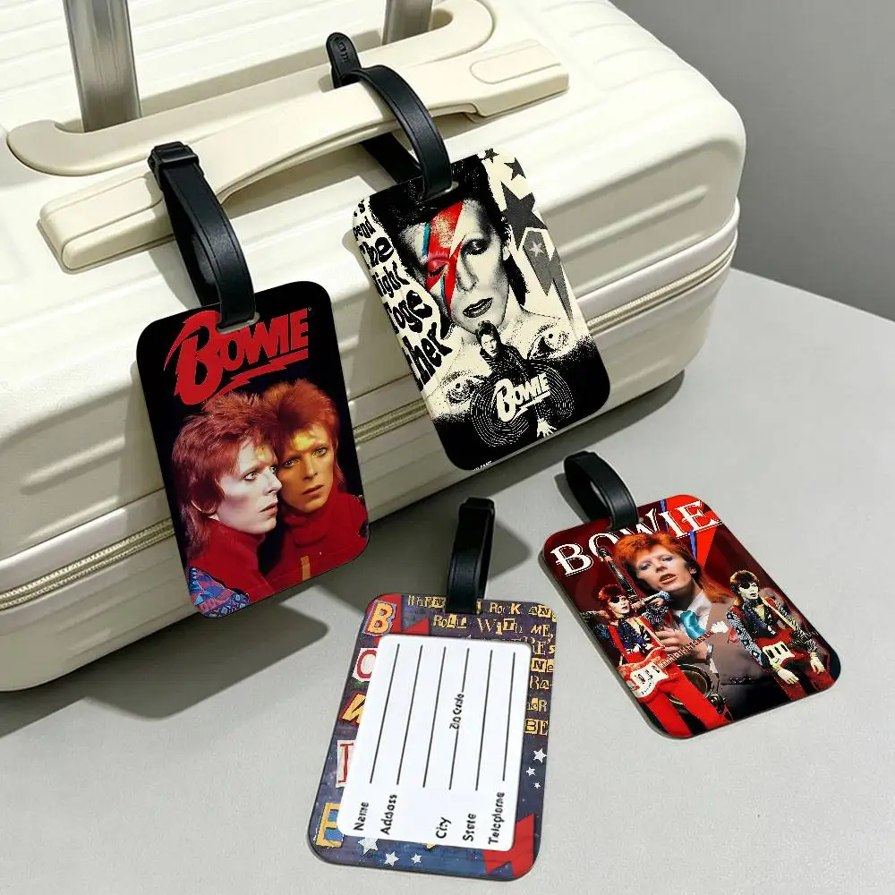 Retro Singer D-David B-Bowie  Lightweight Anti lost PVC Luggage Tag Removable Info Card Sleeve Backpack Travel Accessory