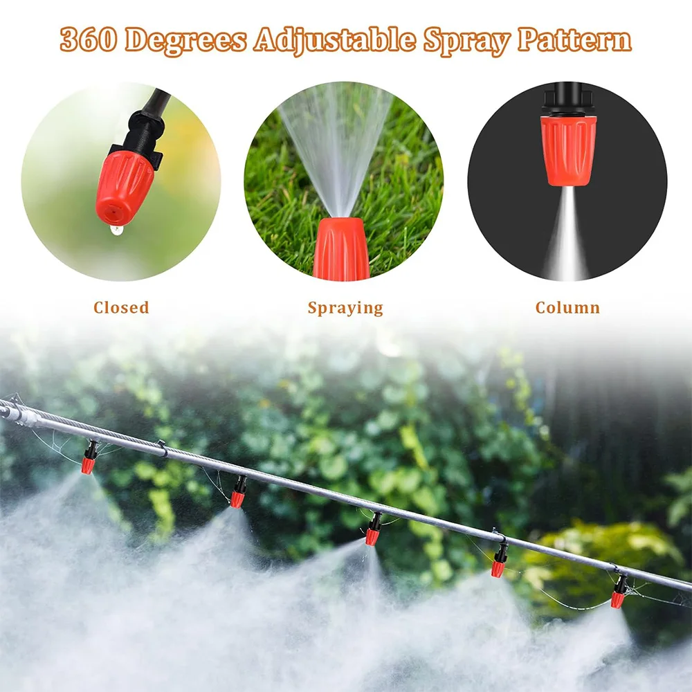 5-20M Automatic Misting System Kit, 4/7 PE Hose with Connector for Garden Plant Watering Fog Nozzles Irrigation