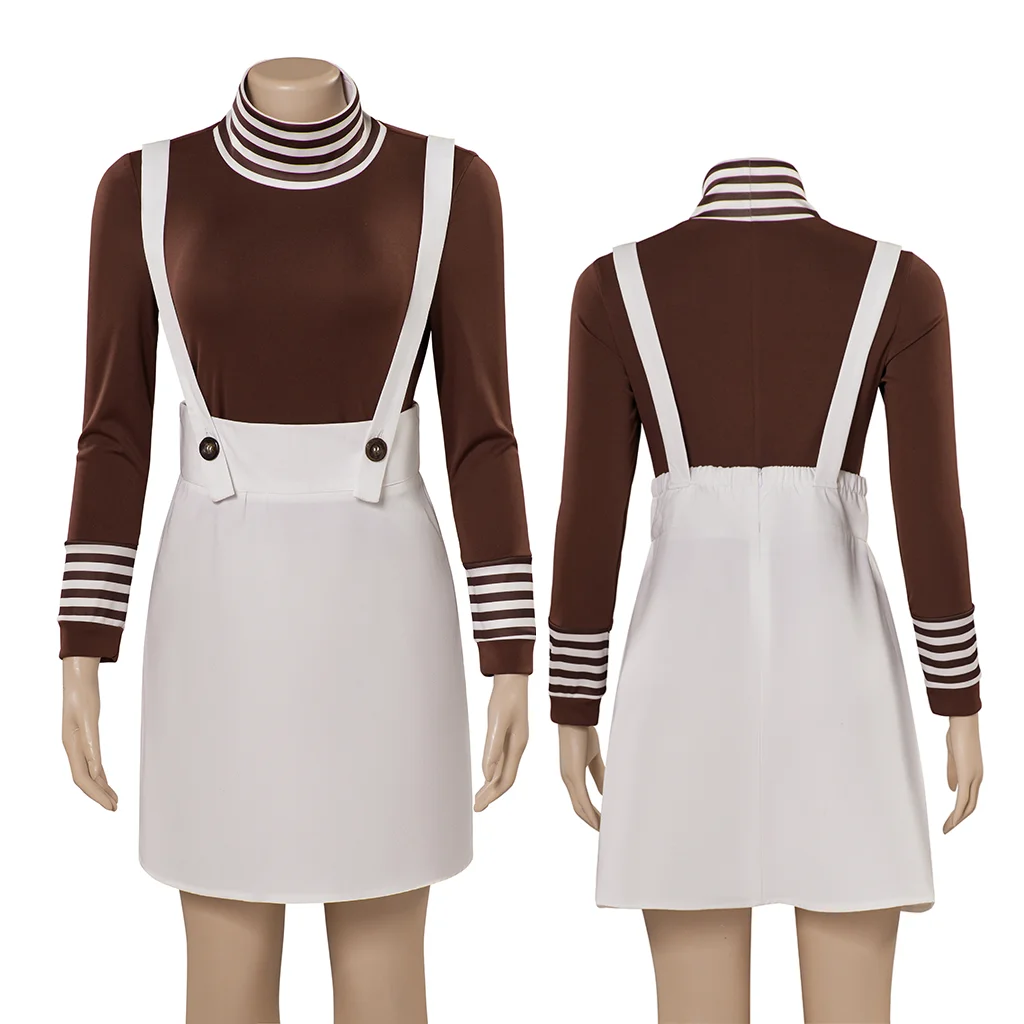 Movie Oompa Loompas Costumes Khaki Top With White Suspender Skirt Suit Autumn Wear Casual Wear Adult Women's Clothing