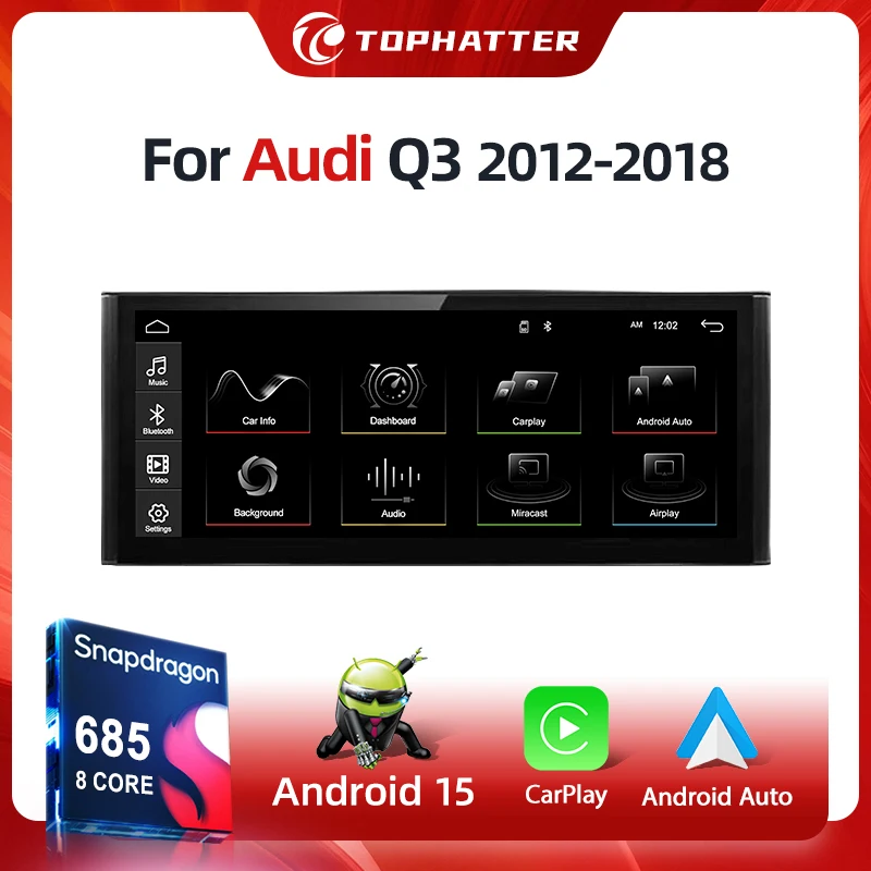 

Qualcomm Snapdragon 668S 2.4GHz Wireless CarPlay Auto For 2012-2018 Year AUDI Q3 Car Multiledia Players Video Android audio