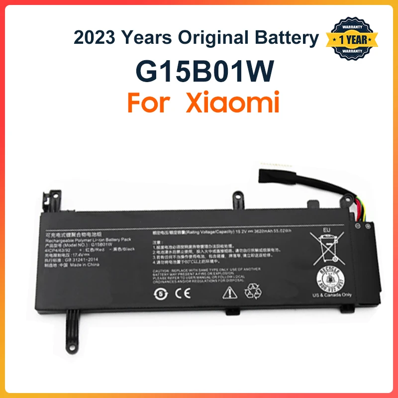 

G15B01W Laptop Battery for Xiaomi Gaming Laptop 15.6'' i5 7300HQ GTX1050 GTX1060 1050Ti/1060 171502-A1 15.2V 3620mAh