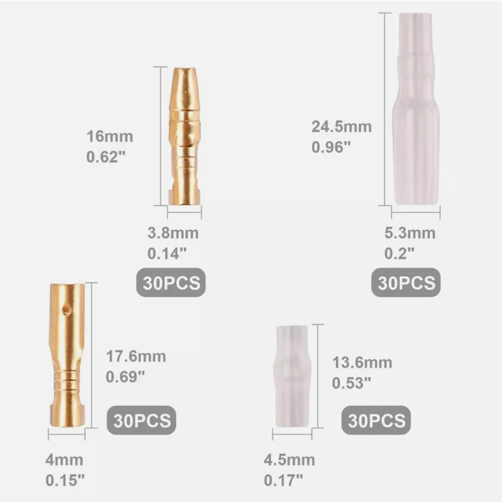 120PCS 3,5mm Bullet Connectors Kit Messing Bullet Männliche & Weibliche Drahtklemmen Stecker mit Isolierabdeckung für Auto Motorrad