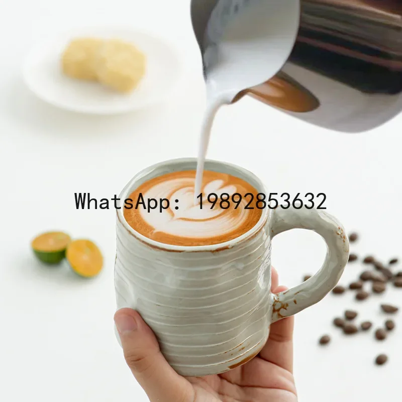 A5.14 Stoneware coffee cup and saucer set, pour-over cup, vintage afternoon tea set, creative design