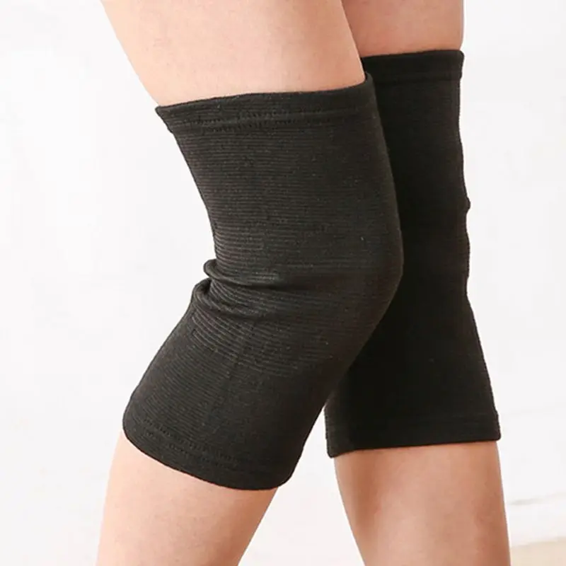 Mangas de soporte para rodilla Unisex, tejido de carbón de bambú, compresión deportiva, cálido, almohadillas envolventes antideslizantes,