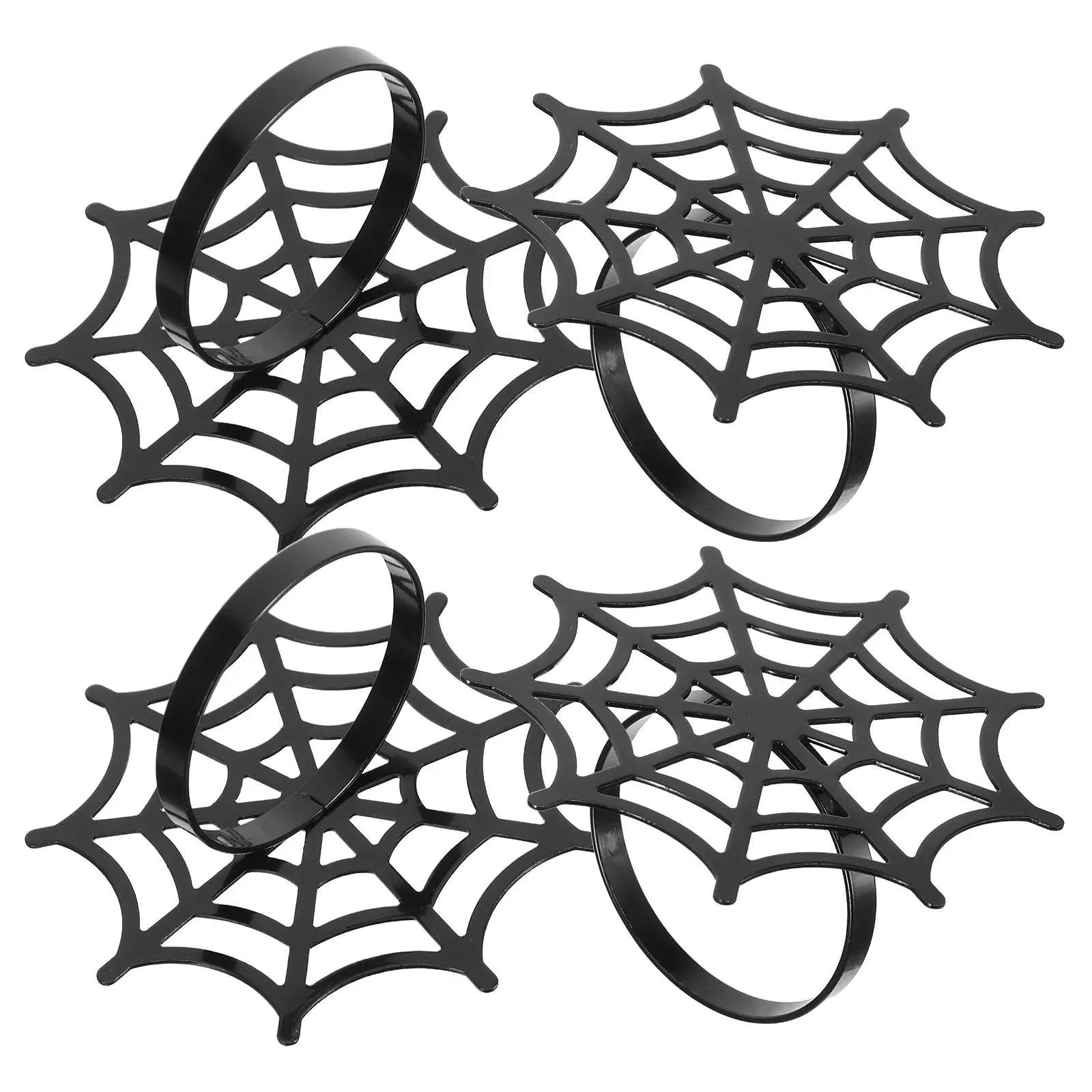 4Pcs Napkin Rings Spider Web Halloween Creative Party Banquet Dinner Holder Metal Alloy Clasp Decoration Napkin Holder