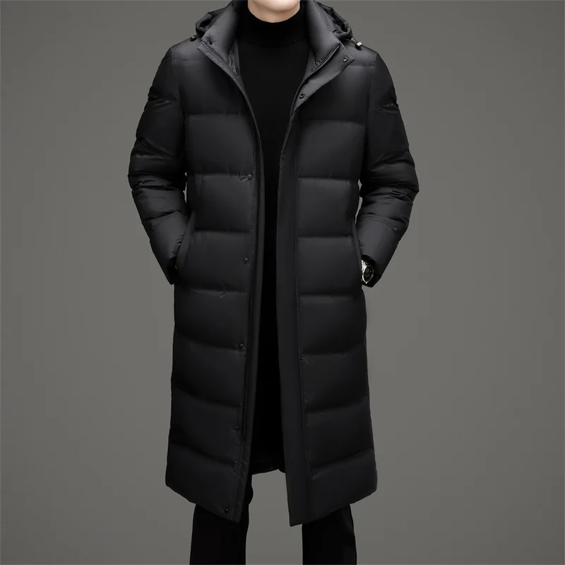 

YEAE Designer Clothes Men Luxury Long Down Jacket Man Removable Hood Duck Male Padding Lightweight Padded Jackets Winter Coat