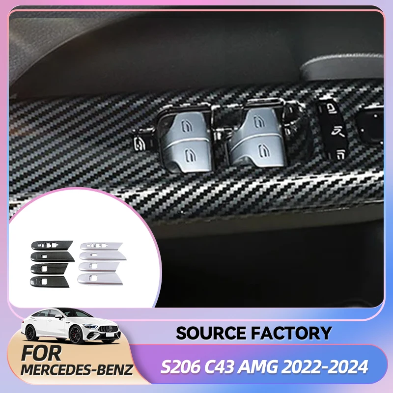 

Interior Stickers For Mercedes Benz C Class LHD W206 S206 C43 AMG 2022 2024 Car Car Window Lift Switch Button Panel Frame Cover