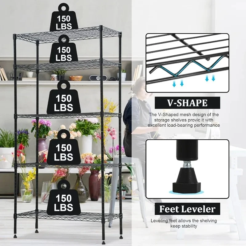 

Tier Heavy Storage Shelv Metal Organizer Rack NSF Wire Shelving Unit Garage Pantry Closet Kitchen Office Laundry