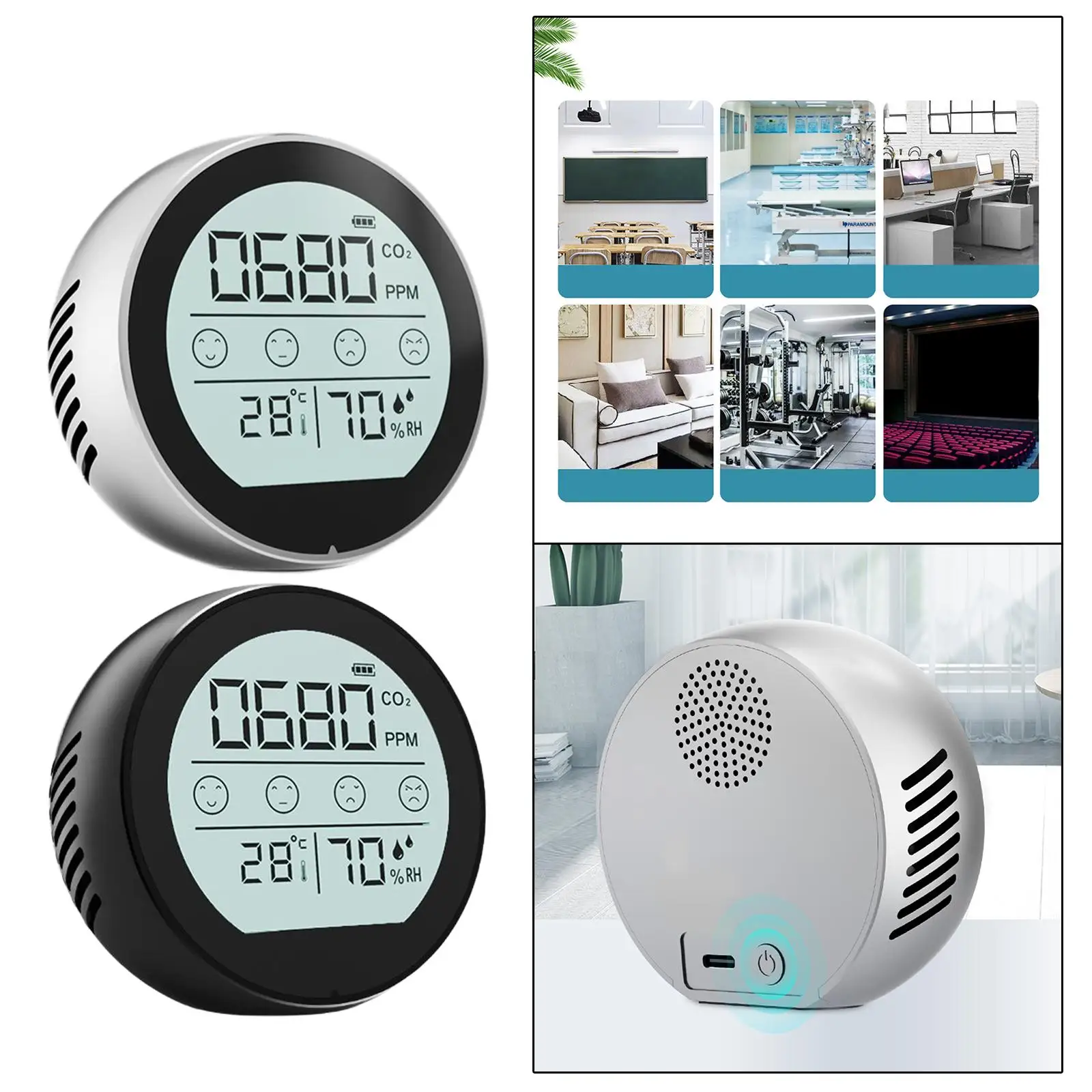 Compact ,Temperature Humidity Monitor ,Indoor CO, Dioxide Monitor NDIR Sensor for Home,Warehouse,Workplace