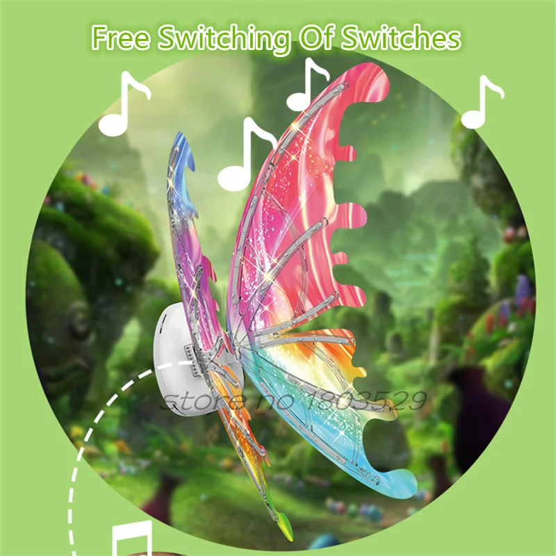 عروض مهرجان مشهد الزفاف الكهربائية فراشة الجناح التلألؤ الموسيقى قابل للتعديل حزام الكتف لعبة جناح قزم الكهربائية