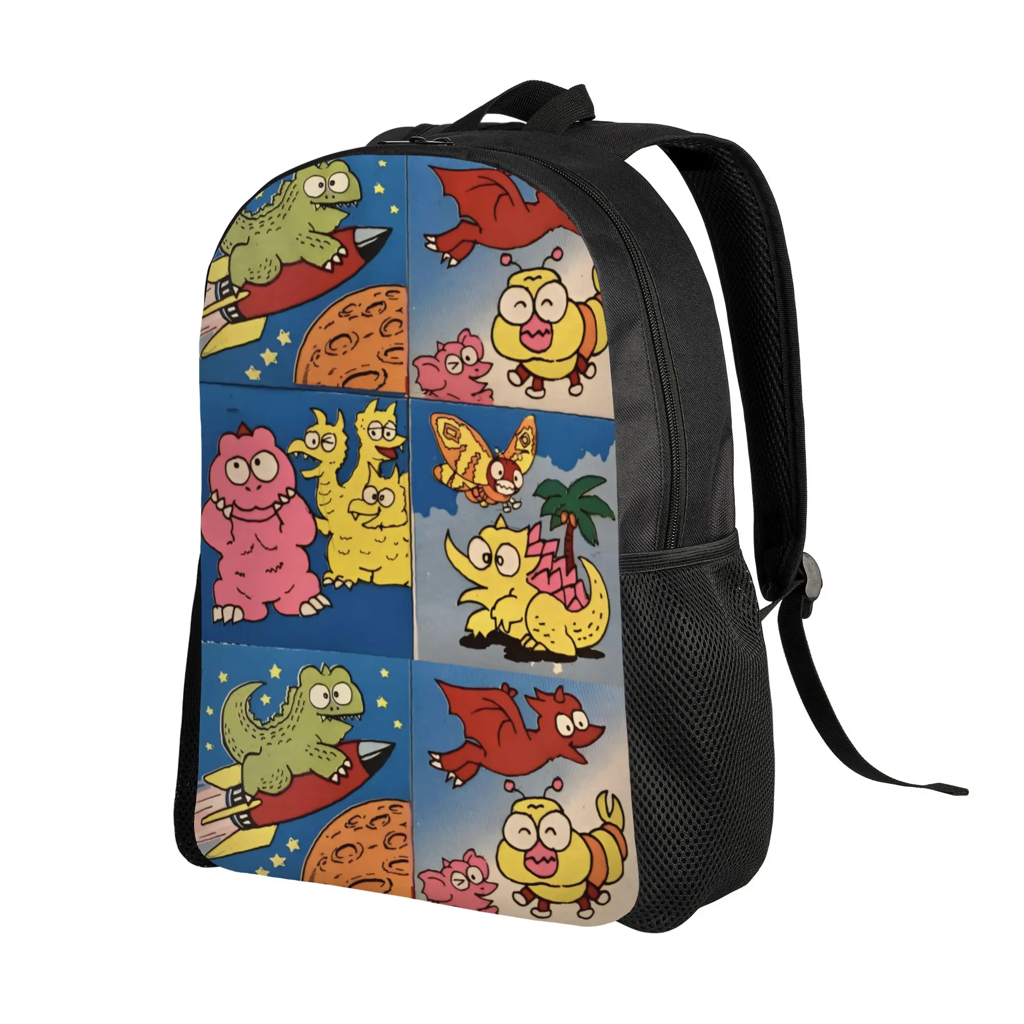 Chibi Monster Island Buddies Cool Backpack Outdoor High School Business 80s Daypack for Men Women Laptop Shoulder Bag