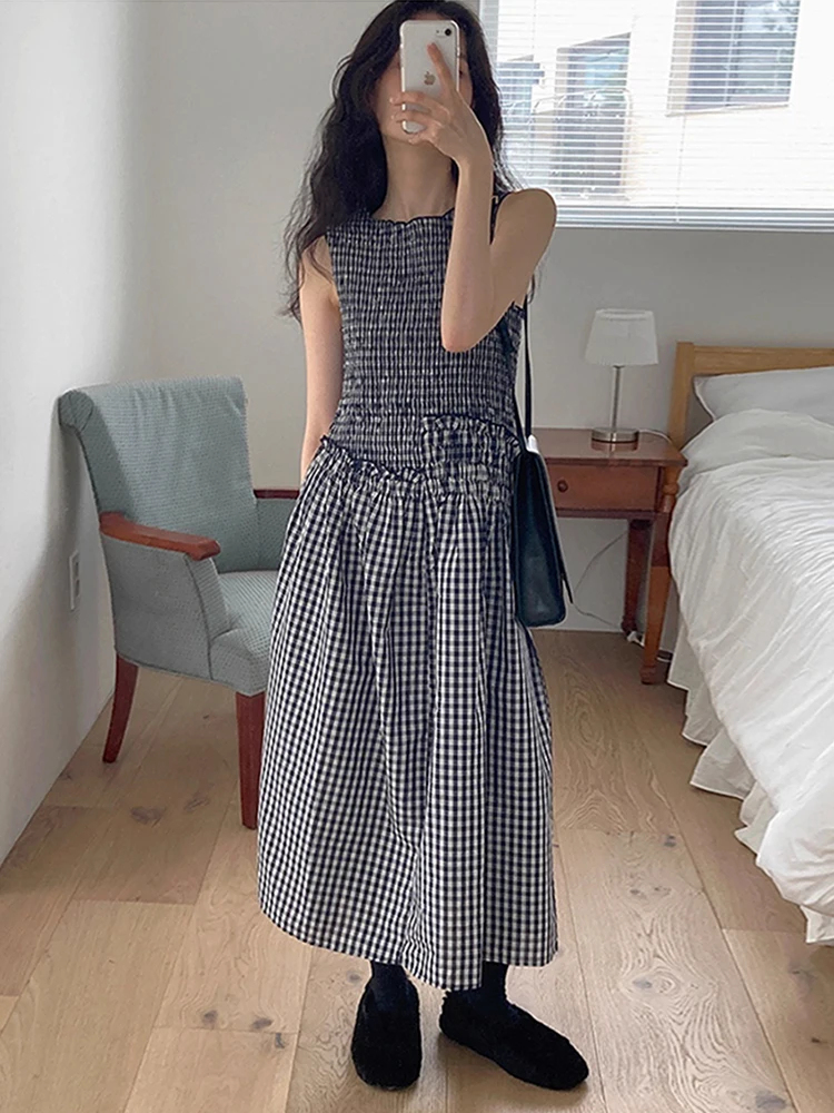 Été nouveau gilet à carreaux pour femmes Dr Wood ain taille haute longue Dr coréen Sle trajet No Sve autre matériau