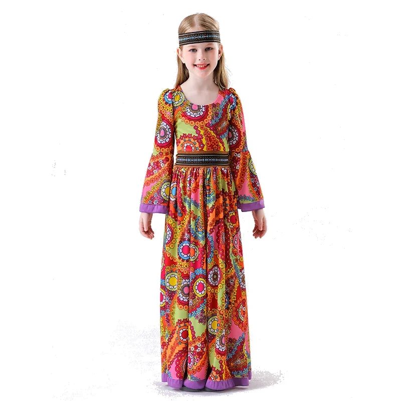 

Halloween Party Kids Girls Vintage 70s 80s Disco Stage Performance Dancing Rock Hippies Cosplay Fancy Dress