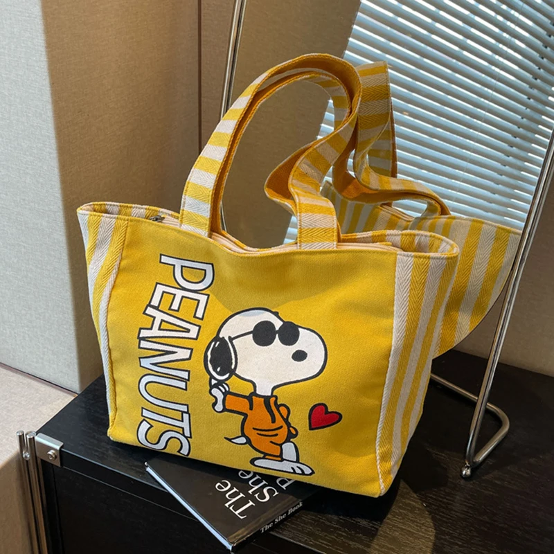 

Women's Canvas Bag Cartoon Print Tote Bag Stripe Letter Handbag Casual Fashion Large Capacity Shoulder Bag