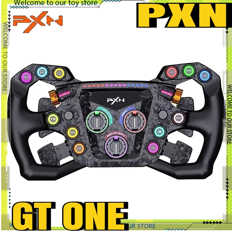 PXN GT ONE Racing Steering Wheel 300mm GT Rim 78 Inputs 4 Carbon Fiber Paddles 12 RGB Buttons 15 RPM LEDs for PC game