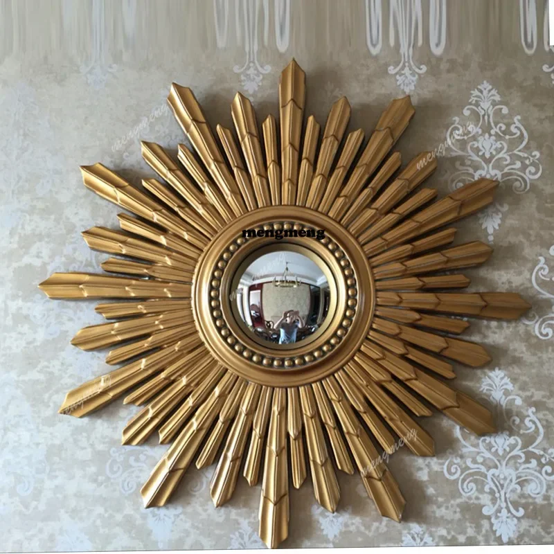 Hot sales European decorative mirror foyer creative sunflower enigma mirror soft wall hanging ancient decorative mirror