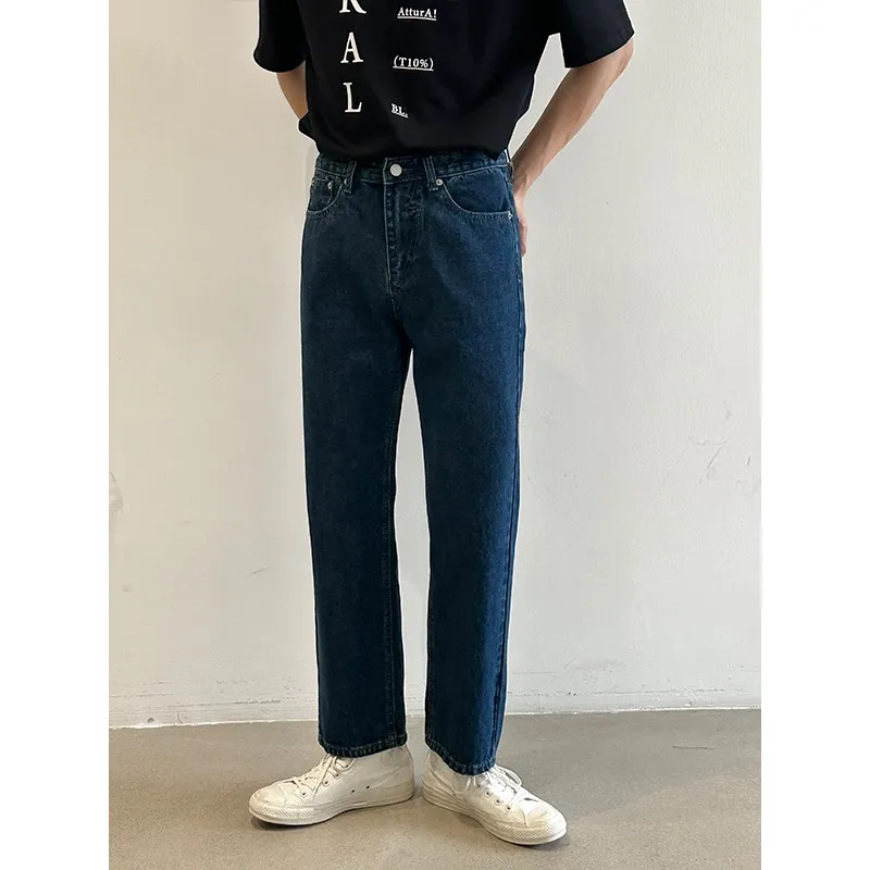 

Retro Loose Fit Men's Jeans Casual Straight Leg Long Nine Points Trendy Men's Cigarette Pants Spring 2023 Cotton Youth Faion
