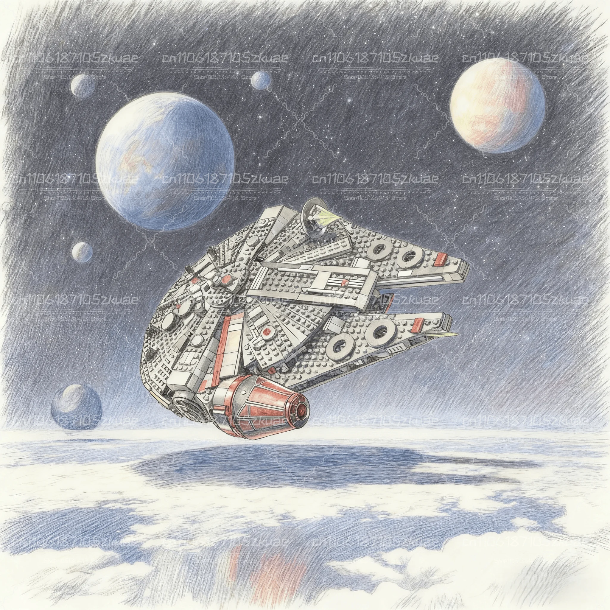 

В наличии 1579 шт., боевой восстановление, молочный путь, темный сокол, космический корабль, космический корабль, сборная модель, подарки на день рождения