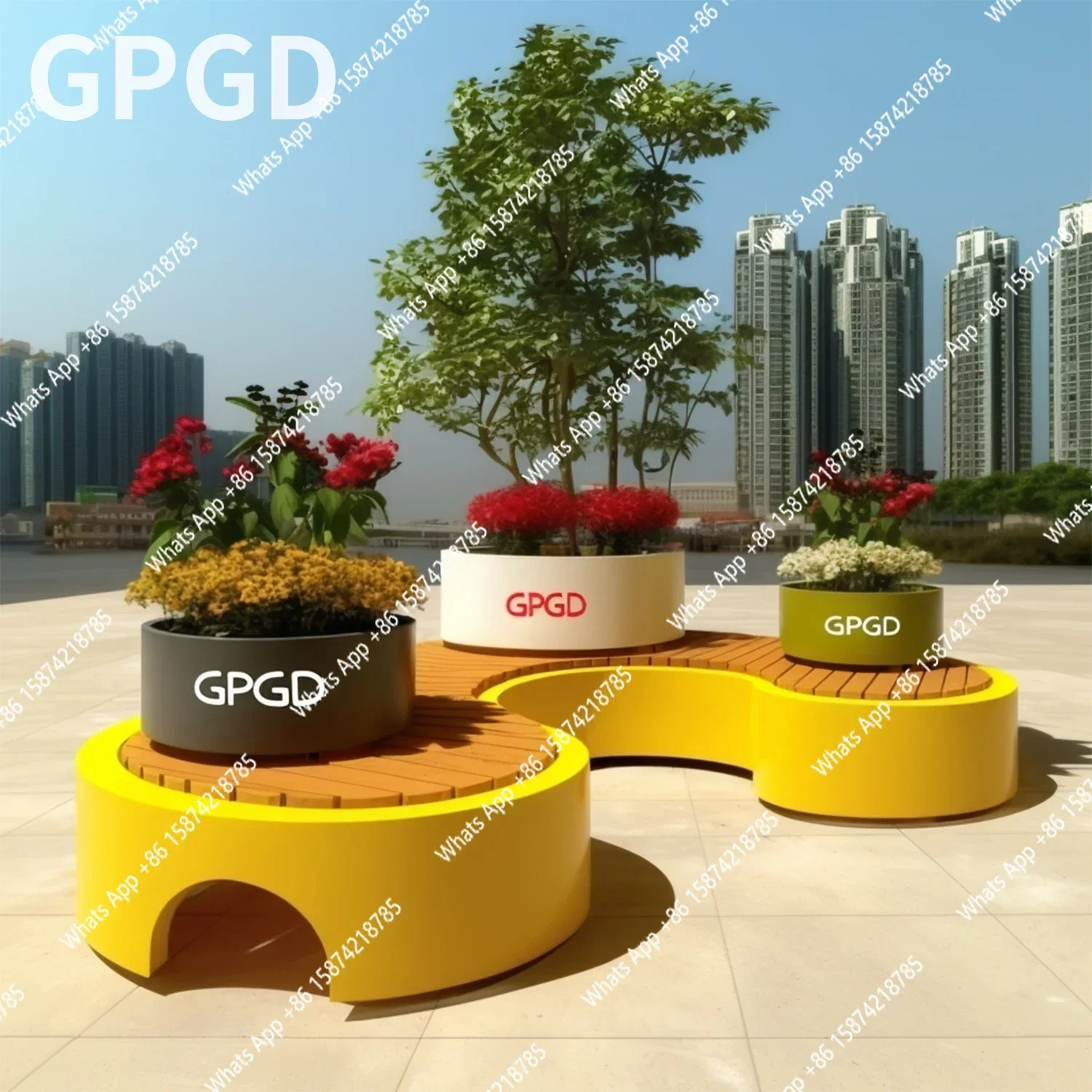 Uu A63 Outdoor Commercial Street Flower Box Seat Combination Stainless Steel Flower Bed Planting Box Indoor And Outdoor Courtyar