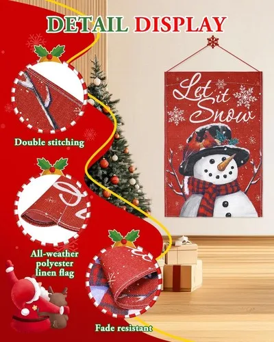 Christmas Garden Flag, Let It Snow Snowman Snowflake Garden Flags, 12x18 Inch RRI