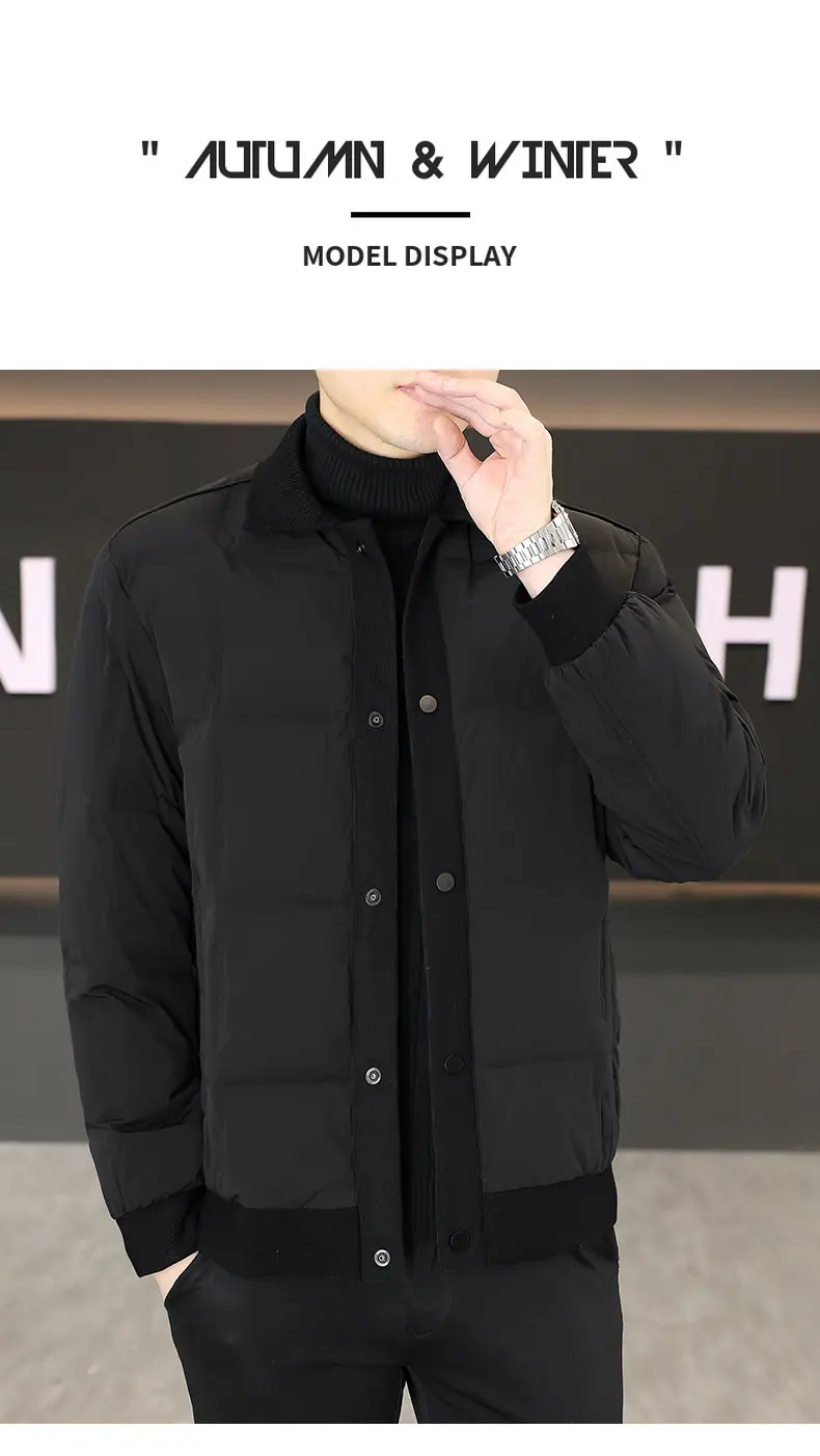 Hochwertige Herren-Einreiher-Daunenjacken 2026 Winter Premium Kurze Wattierte Puffer-Mäntel Oberbekleidung Parkas Oberteile Kleidung – Detail 8