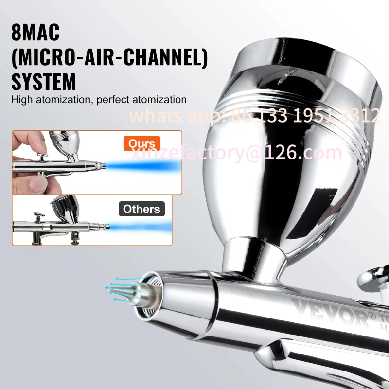 

Customizable Airbrush Gun Dual Action Gravity Feed 0.3 mm and 0.5 mm Nozzles Airbrush Kit with 2/7/12ml Copper Cups