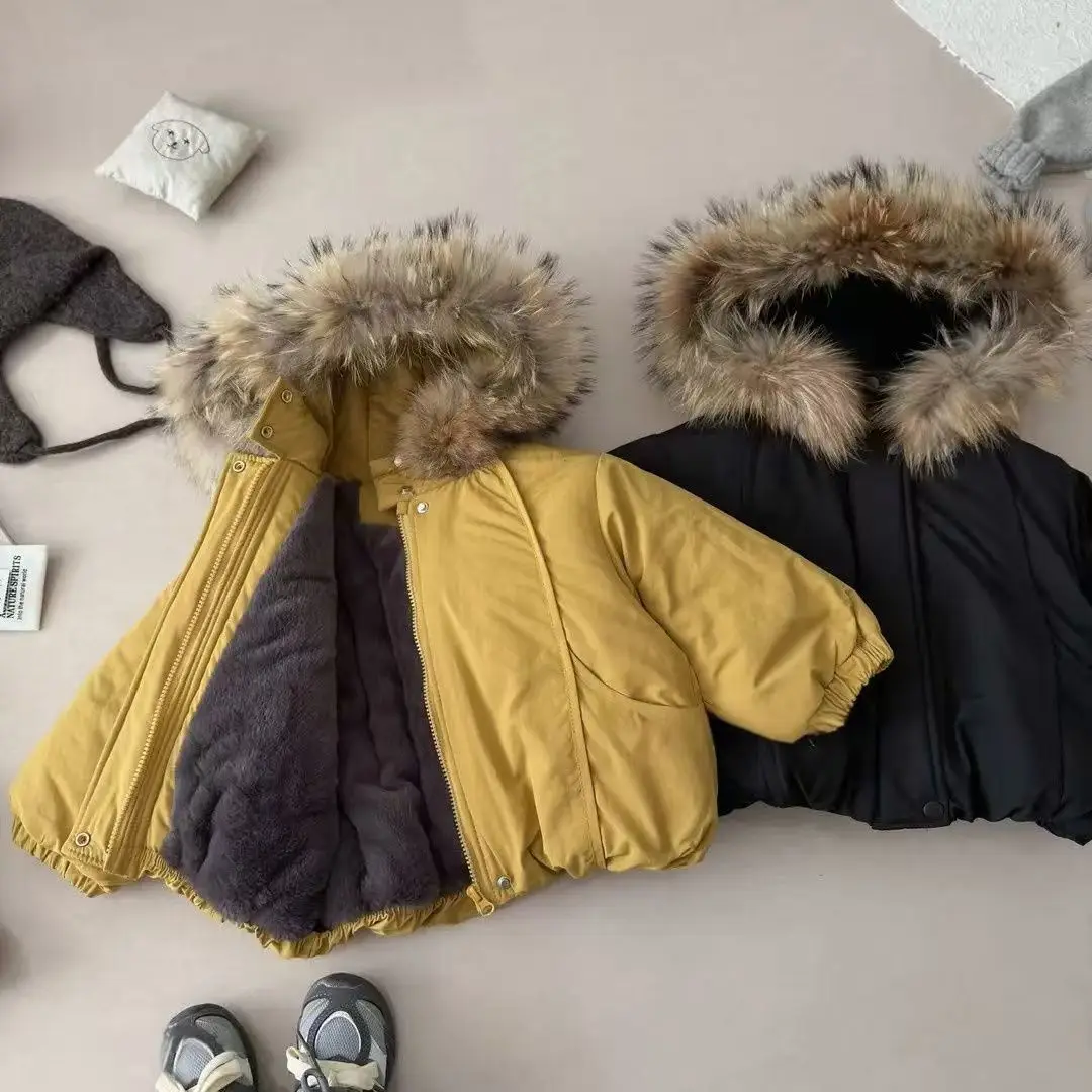 

Winter Kids Cotton Padded Coat, Fashion Faux Fur Collar Jacket Fleece Lined Warm Outwear For Boys Girls for 80-140cm