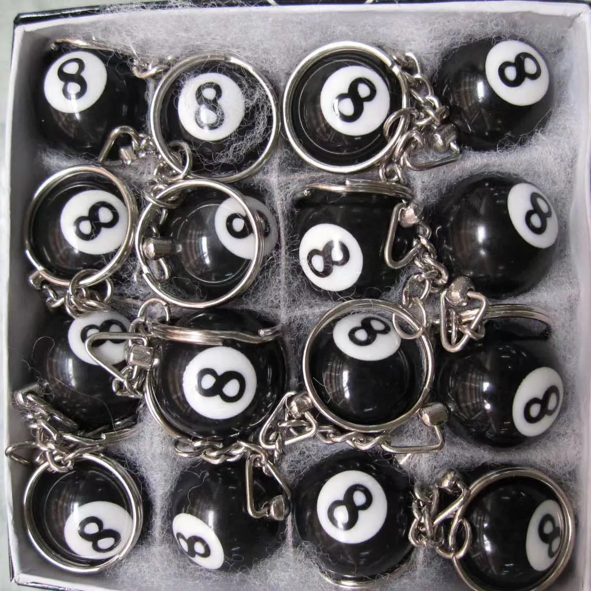 Porte-clés boule de billard noir porte-bonheur, porte-clés boule de table, cadeau de bijoux, créatif, mode, n ° 8, JO25 mm, 20 pièces, ensemble