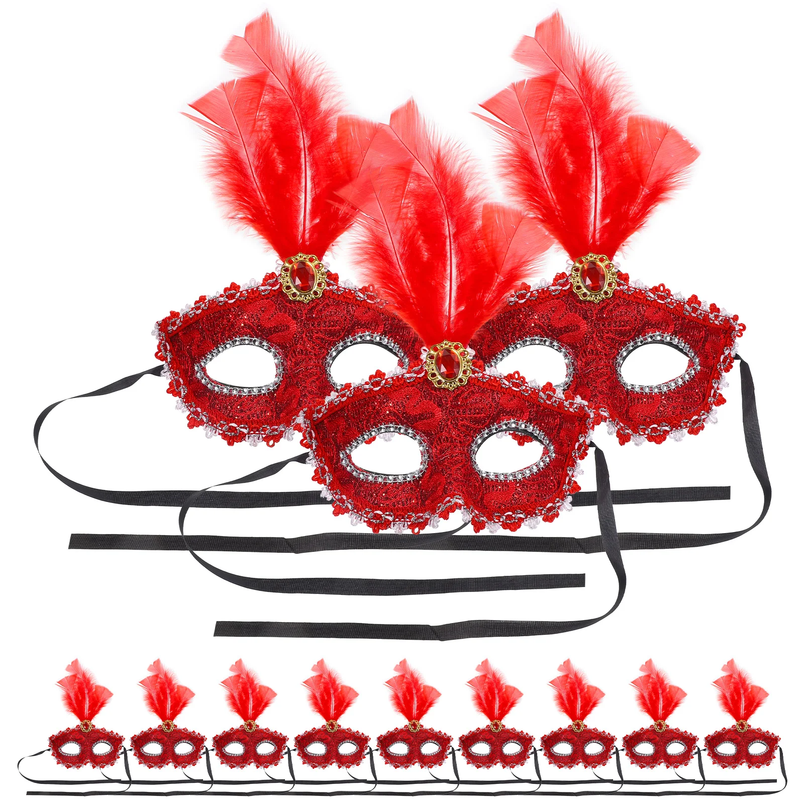 

12 Pcs Carnival Costume Mask for Masquerade Party Manual Half Face Halloween