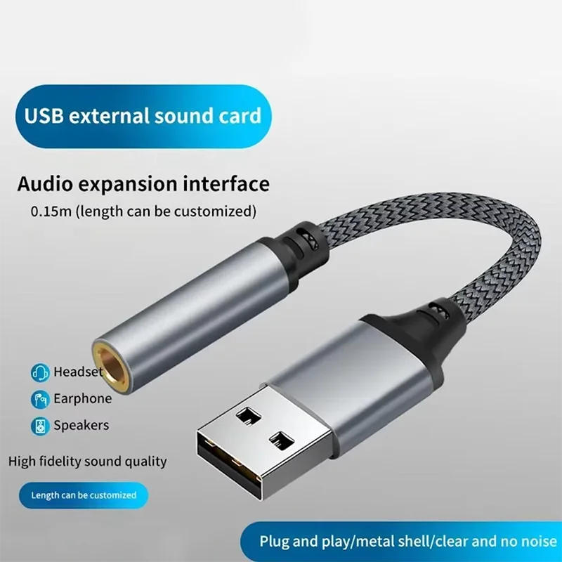 

3,5 мм гнездо USB Внешняя звуковая карта Аудиоадаптер для наушников Микрофон Звуковой адаптер для ПК Ноутбук USB-кабель 3,5 мм Аудиокабель