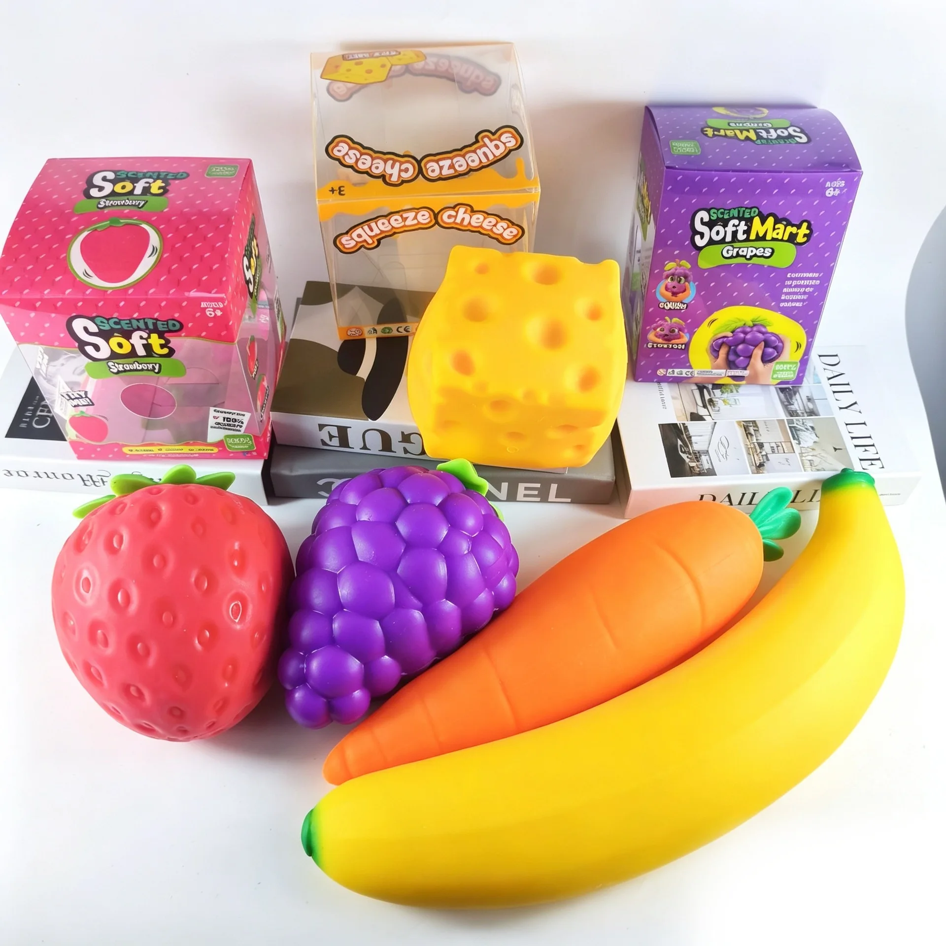 Big Mac Simulation 45CM Banana Strawberry Grape Carrot Cheese Pinch Toy Sticky Slow Rebound Vent Decompression Toy