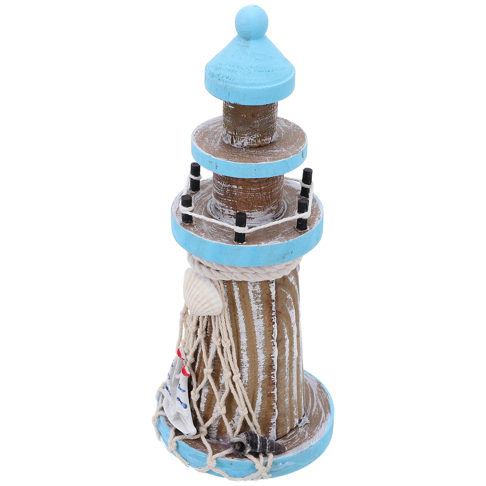 

19Cm Detailed Wood Lighthouse Decoration for Nautical Yard Indoor Outdoor Use Mediterranean Theme Sea Inspired Interior
