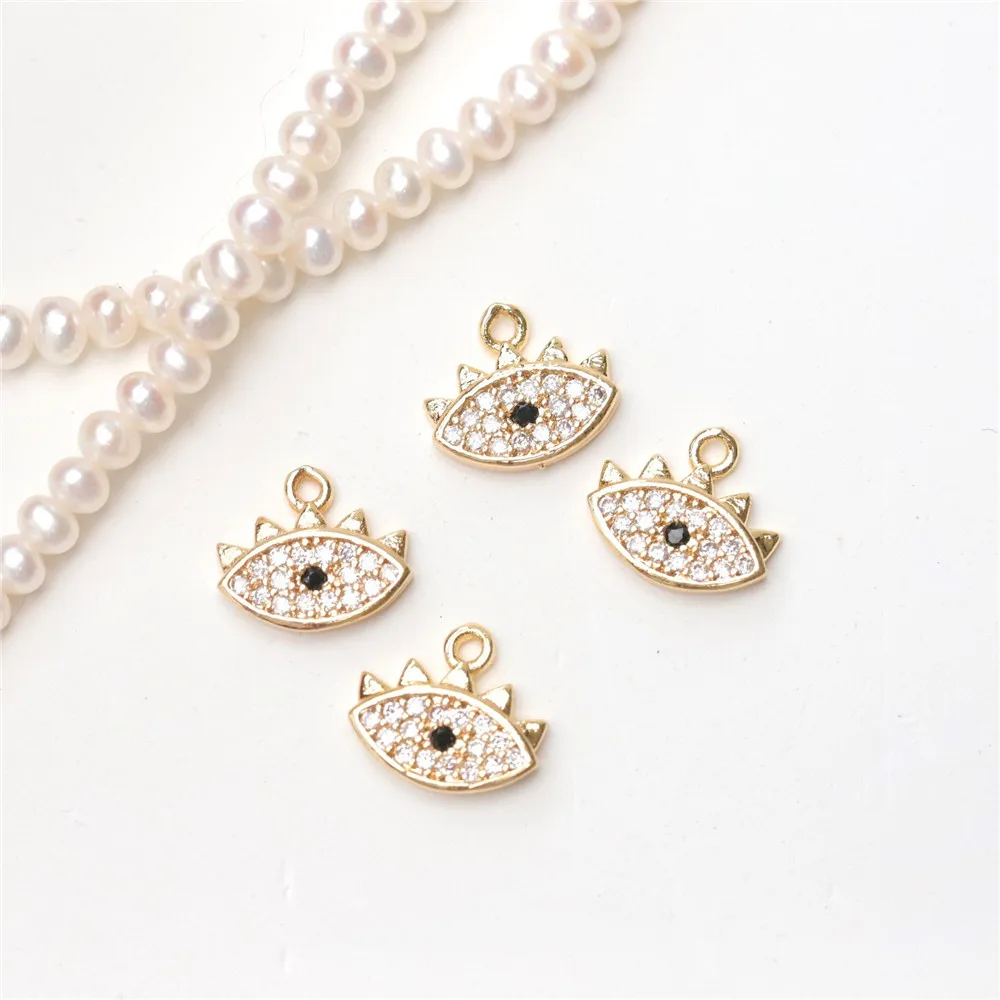 

Copper-plated Real Gold Cool Black Diamond Eye Pendant Earrings Necklace DIY Bracelet Handmade Charm Accessories S246
