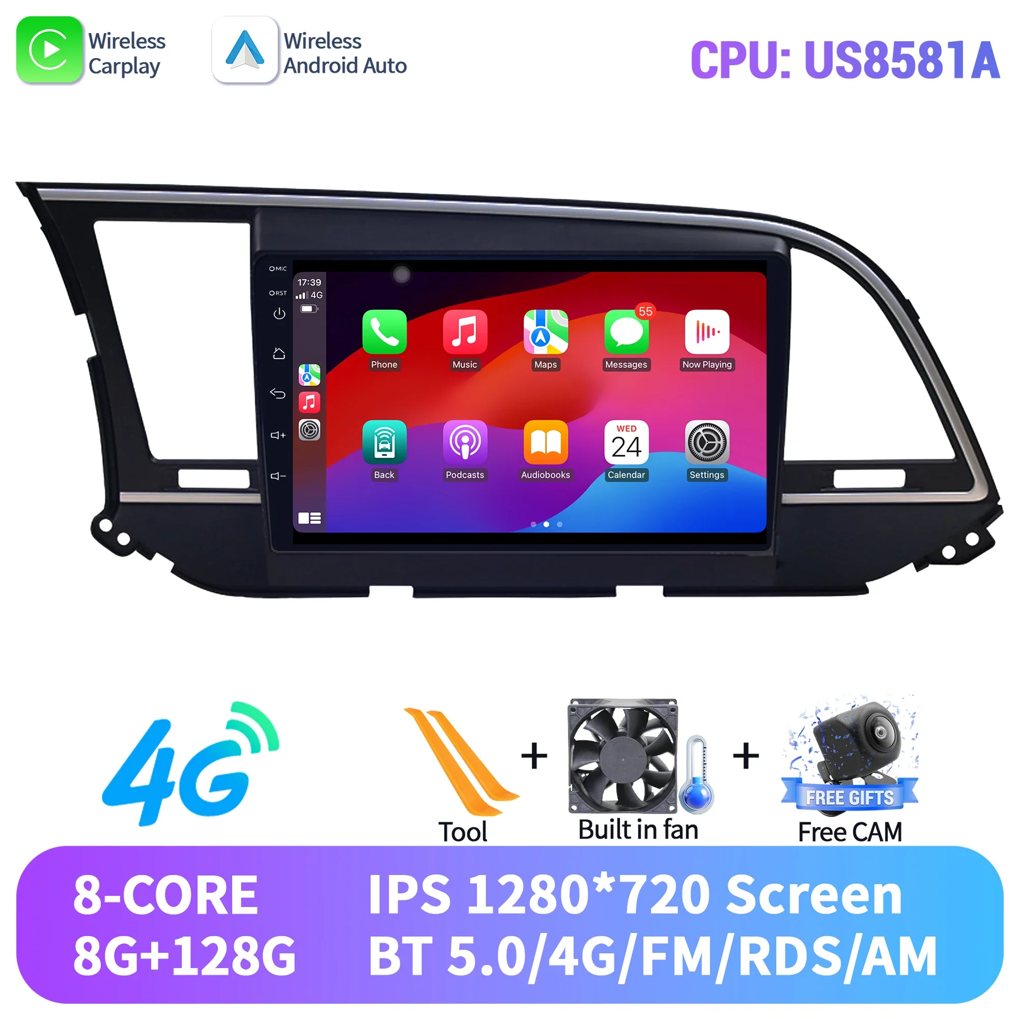 

For Hyundai Elantra 6 2016 2017 2018 Left Hand Drive Car Radio Multimedia 4G Android 14 Navigation Wireless Carplay Touch Screen