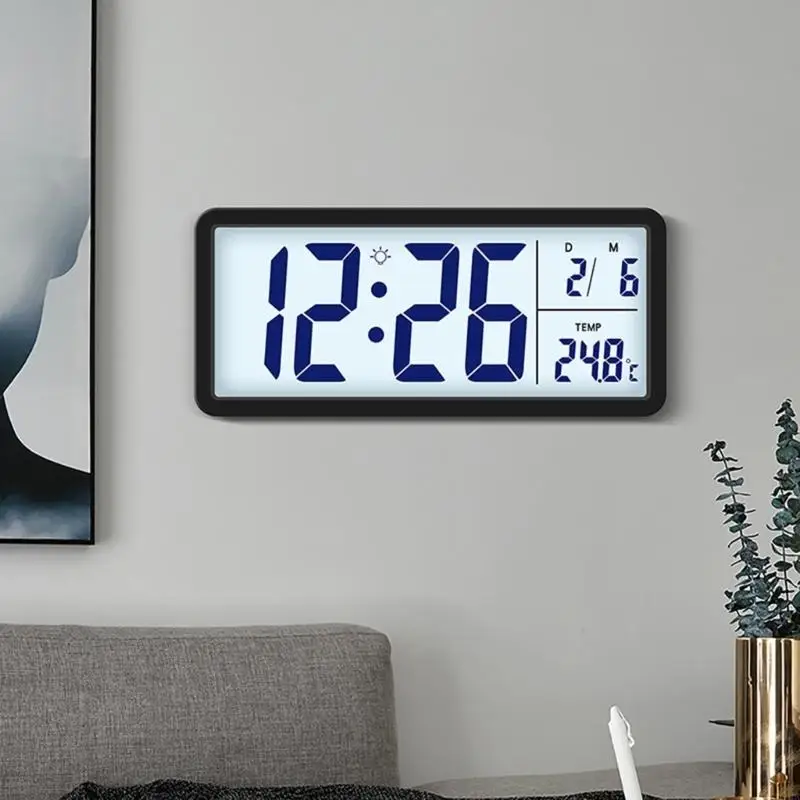 

Пластиковые строительные настенные цифровые часы со светодиодной подсветкой и мониторингом окружающей среды для спальни, 87HA