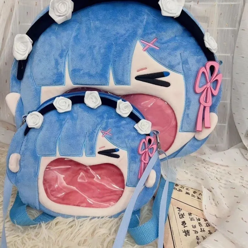 Re:Life In A Differents Worlds Bags Ram Rem Anime Cartoon Cute Large Capacity Shoulder Bags Crossbody Bag Plush Display Itbag