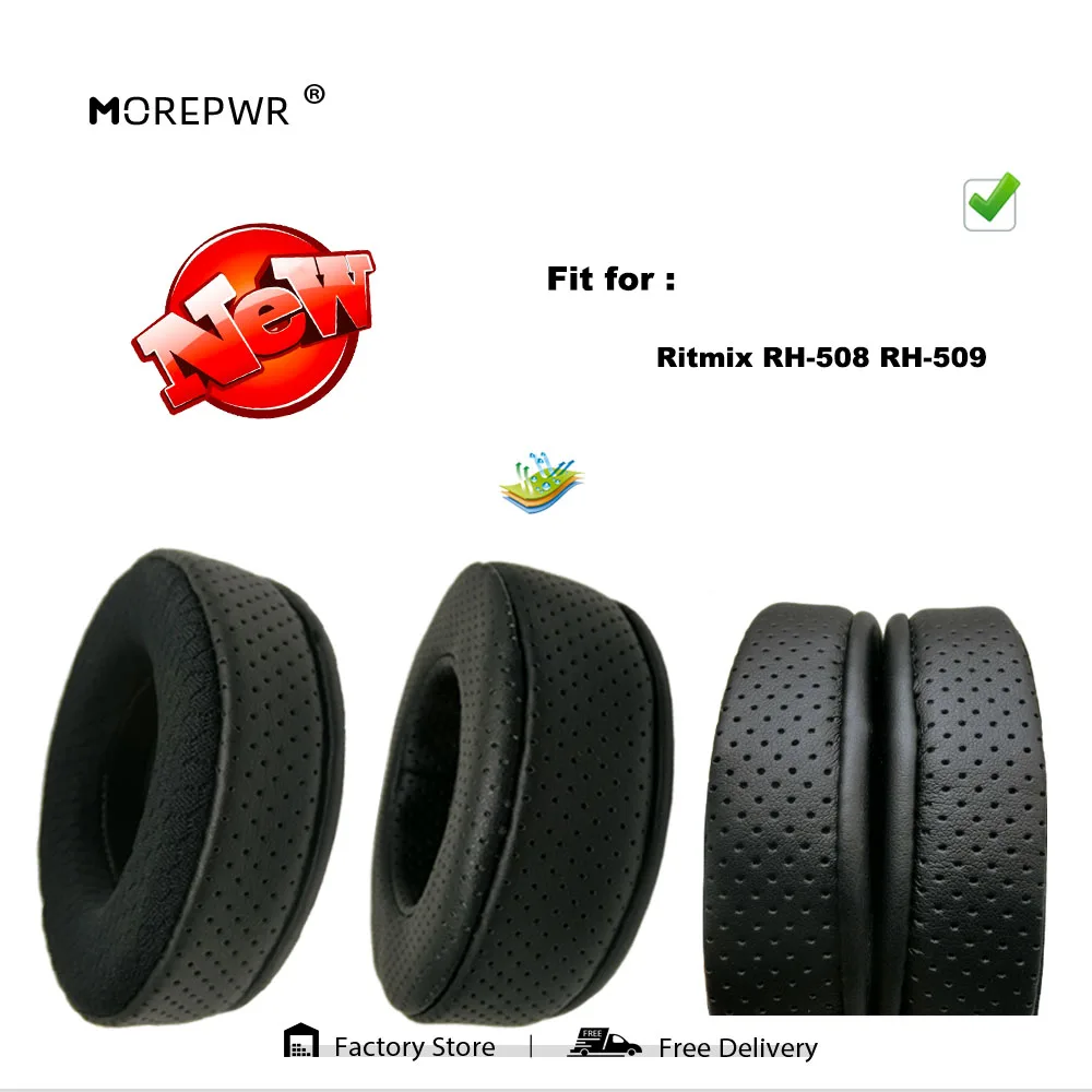 Morepwr อัพเกรดใหม่เปลี่ยนแผ่นรองหูฟังสําหรับ Ritmix RH-508 RH-509 ชุดหูฟังอะไหล่เบาะหนังกํามะหยี่ Earmuff แขน