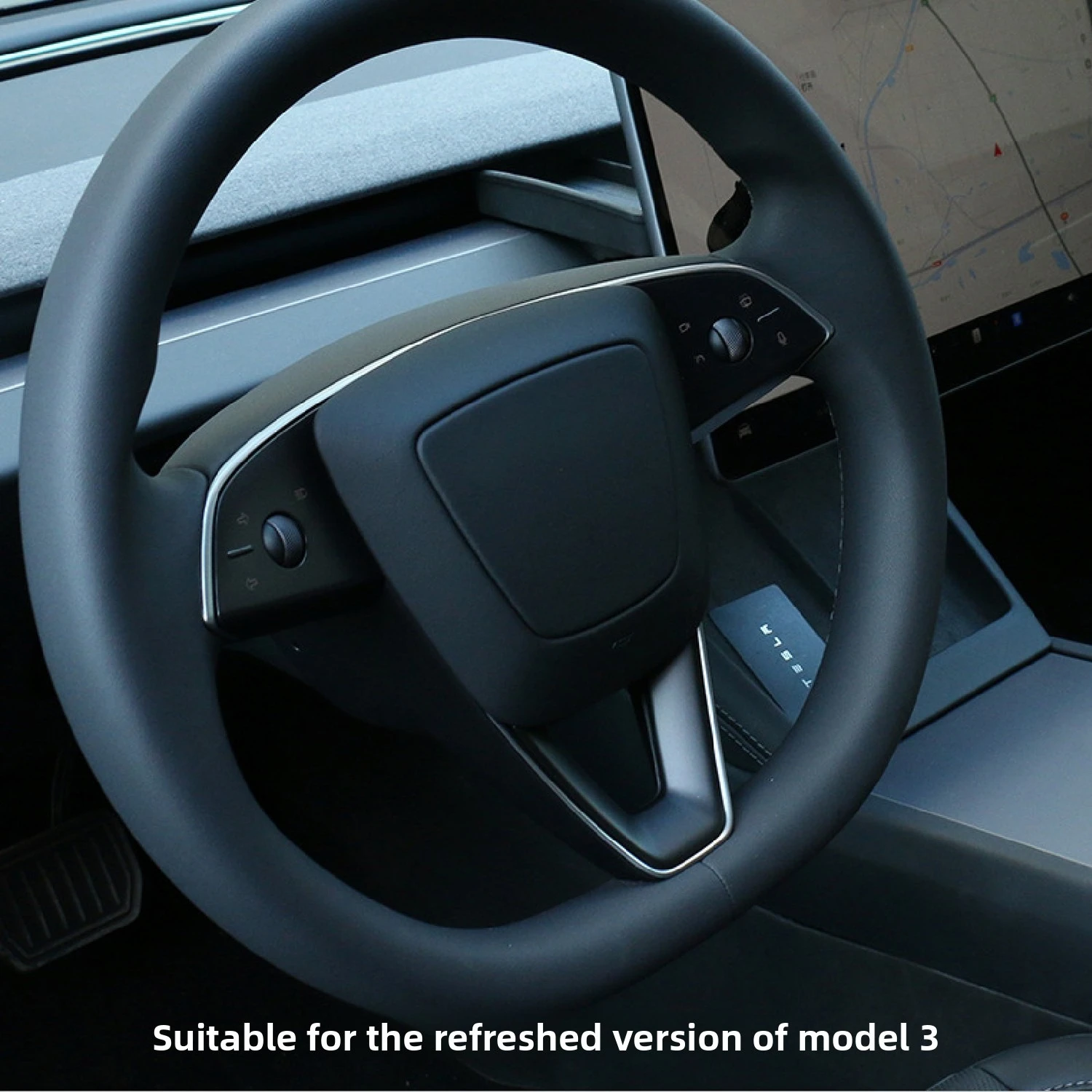 

Steering wheel trim patch for Tesla Model Y Juniper Model 3 Highland scratch-resistant carbon fiber interior